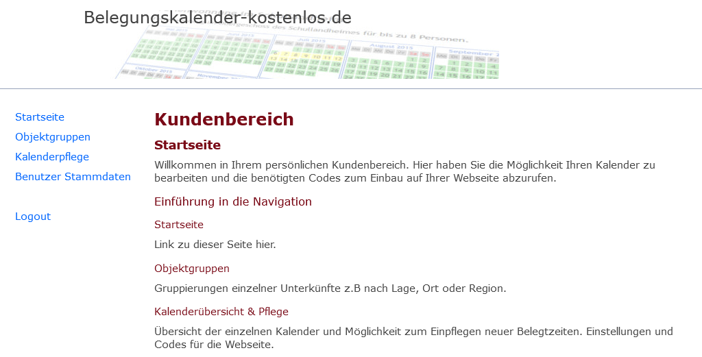 Kalender Anmeldung löschen