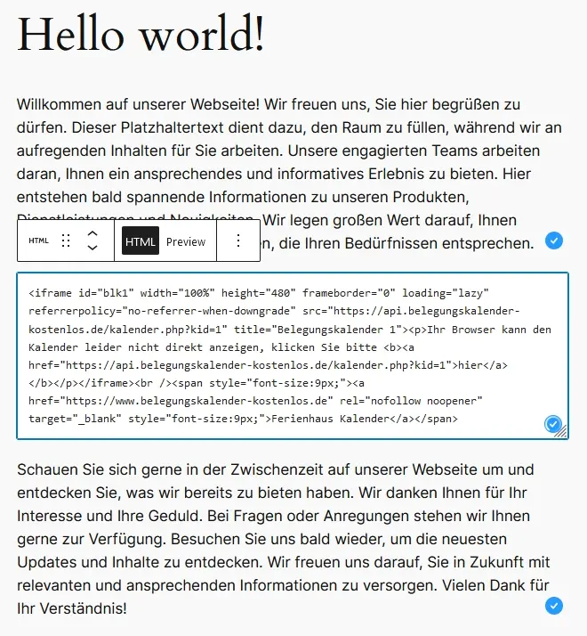 HTML-Code einfügen